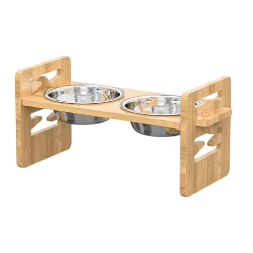 YIZITU Moderne Katzenhund Feeder Regulierbare Overhead Edelstahlschalen Holzbasisschale Für Katzen Und Kleine Haustier Holz Haustierschale YIZITU Moderne Katzenhund Feeder Regulierbare Overhead Edelstahlschalen Holzbasisschale Für Katzen Und Kleine Haustier Holz Haustierschale von YIZITU