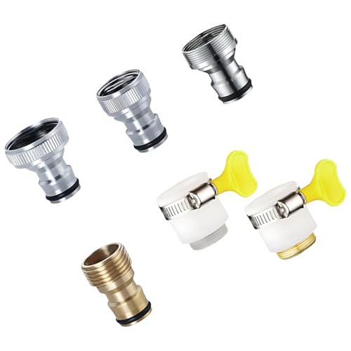 Schlauchverbinder aus Messing, 1,3 cm (0,5 Zoll), Schnellentriegelungskupplungen, Metall-Schlauchadapter für Gartenarmaturen, Waschmaschinen, Autowäsche, Messing-Wasseranschluss mit 4-Wege-Anschluss von YIZITU