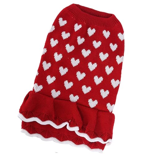 Strickkleid mit Herzmuster für kleine Hunde und Katzen, Winter-Rollkragenpullover für kleine Rassen, passende Katzenkleidung, Pulloverkleid Strickkleid mit Herzmuster für kleine Hunde und Katzen, Winter-Rollkragenpullover für kleine Rassen, passende Katzenkleidung, Pulloverkleid von YIZITU