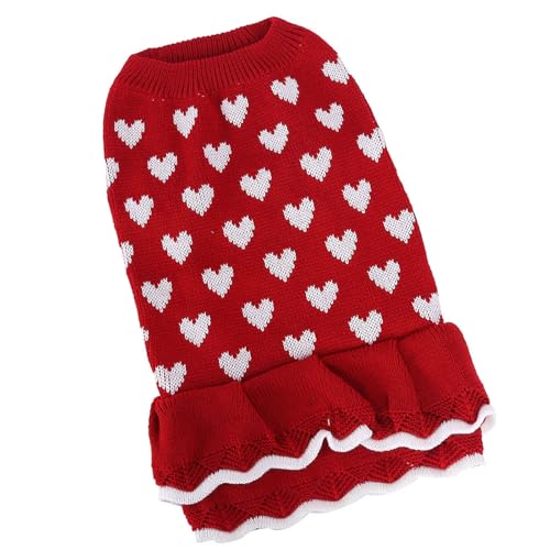 Strickkleid mit Herzmuster für kleine Hunde und Katzen, Winter-Rollkragenpullover für kleine Rassen, passende Katzenkleidung, Pulloverkleid Strickkleid mit Herzmuster für kleine Hunde und Katzen, Winter-Rollkragenpullover für kleine Rassen, passende Katzenkleidung, Pulloverkleid von YIZITU