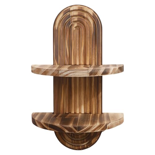 YIZITU Doppelschichtiges Wandregal aus Holz, ovale Form, Pflanzen-Display, schwimmendes Regal, Organizer für Badezimmer, Schlafzimmer, Küche YIZITU Doppelschichtiges Wandregal aus Holz, ovale Form, Pflanzen-Display, schwimmendes Regal, Organizer für Badezimmer, Schlafzimmer, Küche von YIZITU