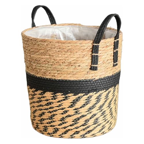 YIZITU Gras Gewebter Blumenpot Topf Handgefertigtes Blütenpflanze Behälter Gras Stroh Gewebte Korbbalkone Garten Dekore Einzigartige Künstlerische Qualität Blumenpot Decors von YIZITU