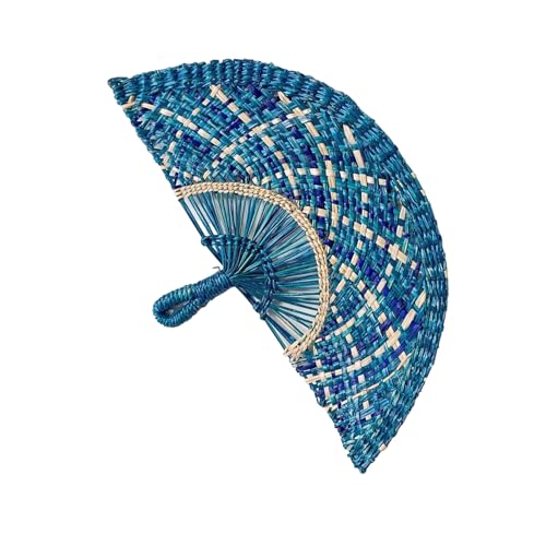 YIZITU Handgewebter Strohfächer, farbige Wanddekoration, für Strand und Reisen, faltbarer Ventilator von YIZITU