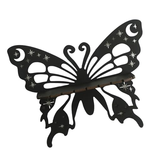 YIZITU Kristallregal mit schwarzem Schmetterlings-Ausschnitt, Wandregal, Hexenholz, Kristallhalter, Ständer, schwebendes Regal YIZITU Kristallregal mit schwarzem Schmetterlings-Ausschnitt, Wandregal, Hexenholz, Kristallhalter, Ständer, schwebendes Regal von YIZITU