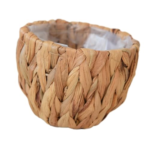 YIZITU Kürbisgraspflanzenhalter Stuhl Blumentöpfe Mit Plastikfutter Dekorativer Pflanzgefäß Für Balkon Oder Wohnzimmer Verwenden Natürlichen Gewebten Korb von YIZITU