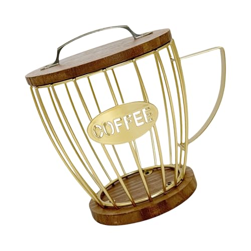 YIZITU Metall Kaffee Organizer Praktischer Kapselspender Große Kapazität Espressos Pods Aufbewahrungskorb Halter Eisen Holz Halter YIZITU Metall Kaffee Organizer Praktischer Kapselspender Große Kapazität Espressos Pods Aufbewahrungskorb Halter Eisen Holz Halter von YIZITU