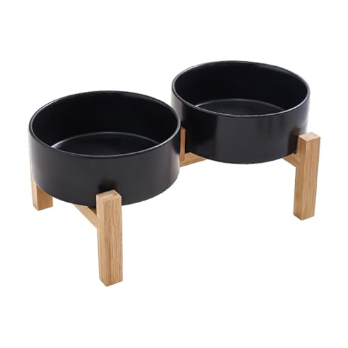 YIZITU Nonslip Ceramic Pet Feeder Schüssel Set Erhöhte Holz Doppelschüssel Schale Set Große Kapazität Hunde Katzen Fütterungszubehör Erhöhte Hundefutterhäuscheln YIZITU Nonslip Ceramic Pet Feeder Schüssel Set Erhöhte Holz Doppelschüssel Schale Set Große Kapazität Hunde Katzen Fütterungszubehör Erhöhte Hundefutterhäuscheln von YIZITU