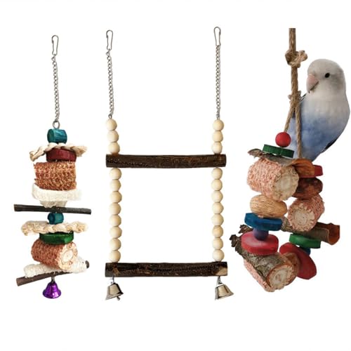 YIZITU Packung 3 Hängende Vogelstiche Kaut Spielzeugpapagei Hängende Papageien Käfig Spielzeugholz Holz Haustier Kaut Widerstände Birolmittel Vogel Kauen Nach Papageien Naturalgras YIZITU Packung 3 Hängende Vogelstiche Kaut Spielzeugpapagei Hängende Papageien Käfig Spielzeugholz Holz Haustier Kaut Widerstände Birolmittel Vogel Kauen Nach Papageien Naturalgras von YIZITU