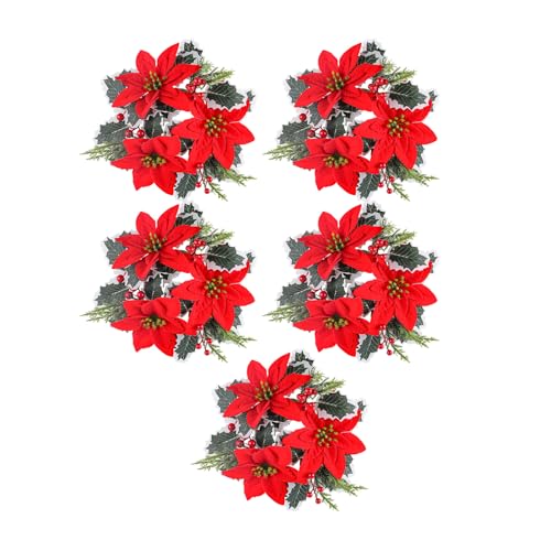 YIZITU Weihnachts Tischdekoration Blumenkranz Kerzenhalter Schreibtisch Arrangement 5 Stück YIZITU Weihnachts Tischdekoration Blumenkranz Kerzenhalter Schreibtisch Arrangement 5 Stück von YIZITU