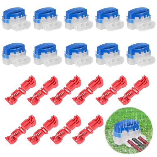 YIZWINS 20 Stück Kabelverbinder/Anschlussklemmen für Mähroboter, Verbinder Rasenroboter kabel, Anschlussklemmen Mähroboter, Wasserdicht Kabelklemmen, Mähroboterzubehör für Rasenroboter Rasenmäher von YIZWINS