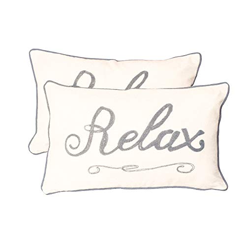 YIcabinet 2 Stück Relax Baumwolle Throw Pillow Case Beige Kissenbezug Home Sofa Dekorative 30,5 x 50,8 cm von YIcabinet
