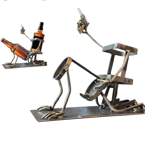 Totenkopf-Cola- und Weinflaschenständer | Lustiger Steampunk-Weinflaschenhalter | Metall-Totenkopf-Skelett-Regal für Whisky und Bier | Kreativer Getränkeständer für Zuhause Küche Bar Cocktail (Gray) von YIttings