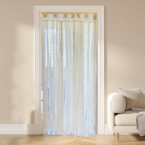 Spitzenschrankvorhang für offenen Schrank, Boho-Makramee, Baumwolle, Türvorhang, Privatsphäre, Raumteiler, Vorhang für Schlafzimmer, Küche, Badezimmer, Hochzeit, Wandbehang, Bohemian-Dekor, 101,6 x von YJ YANJUN