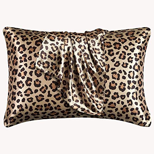 Packung Mit 2 Satin Kissenbezügen für Haare Und Haut Superweiche Seidenkissenbezüge Mit Leopardenmuster Standard/Queen/King Size Kissenbezüge Mit Umschlagverschluss,Leopard,Standard von YJDCX