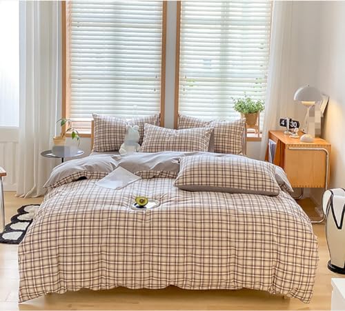 Schlichter Beige Karierter Bettbezug für Einzelbett Bettbezug Set Im Japanischen Stil Mit Grauem Futter Geometrisches Bettwäsche Set Modern Schlicht Weich Schlafzimmerdekor Bettbezug für Mädchen Schlichter Beige Karierter Bettbezug für Einzelbett Bettbezug Set Im Japanischen Stil Mit Grauem Futter Geometrisches Bettwäsche Set Modern Schlicht Weich Schlafzimmerdekor Bettbezug für Mädchen von YJDCX