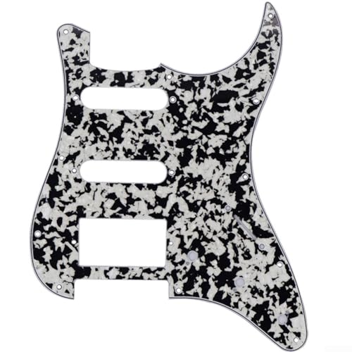 11-Loch-Gitarren-Pickguard für STandard-E-Gitarren, PVC-ConFor STruction (schwarz-weiß) von YJDOORPLAY