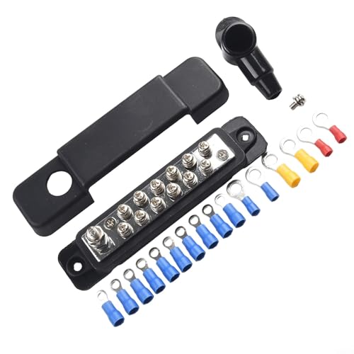 12-Punkt-Stromverteilerblock, 180 A, 12 V Gleichstrom, Sammelschiene für Automobil-, Wohnmobil- und Marine-Anwendungen (schwarz) von YJDOORPLAY