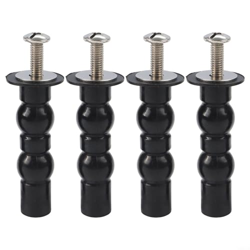 2 Stück WC-Sitz-Scharnierschrauben, Ersatz-Set, erweiterbare Gummi-Oberseite, Befestigungsschrauben mit Edelstahl-Muttern, Set für die meisten Standard-Toilettensitze, schwarz (4 Stück) von YJDOORPLAY
