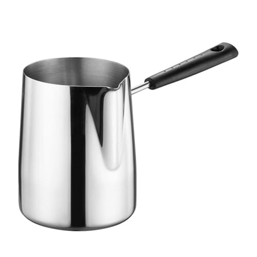 304 Edelstahl-Kaffeekanne, Milchwärmer, Mehrzweck-Schmelztopf mit Ausgießer für Schokoladen-Butter-Sauce, 350 ml, 600 ml, 900 ml (350 ml) von YJDOORPLAY