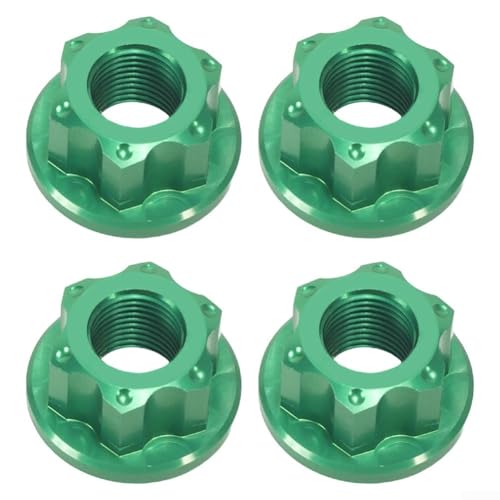 4 Stück M10 Fahrrad-Fixie-Radmuttern für zuverlässige Hinterradnabenverbindung (grün) von YJDOORPLAY