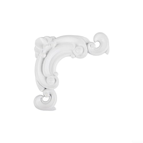 4 Stück PVC-Eck-Blumen-Aufkleber für Tür, Bett, Schrank, Dekoration, Retro-Stil, dekorative Bordüre (weiß) von YJDOORPLAY