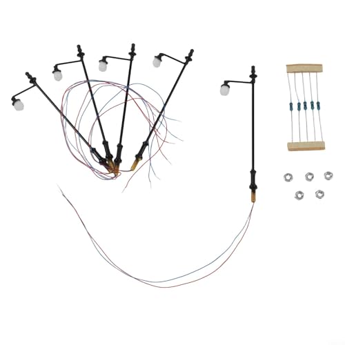 5 Stück Modelleisenbahn-Lampenpfosten mit integrierten warmweißen LEDs für HO OO Waage, benötigt 3 V Netzteil von YJDOORPLAY