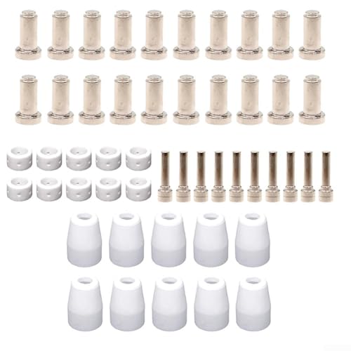 50-teiliges Plasmaschneid-Verbrauchsmaterial-Set für PCM 500i Cutter und PT31XL Taschenlampe mit Elektrodenspitzen-Schild-Becher, Wirbelring-Ersatz von YJDOORPLAY