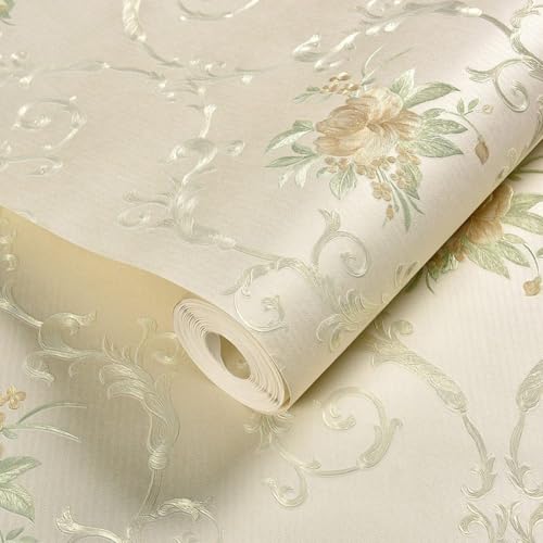 Abnehmbare 3D-Blumen-Wandaufkleber, perfekte DIY-Dekoration für Mädchenzimmer (53 cm x 3 m, JA102-Beige) von YJDOORPLAY