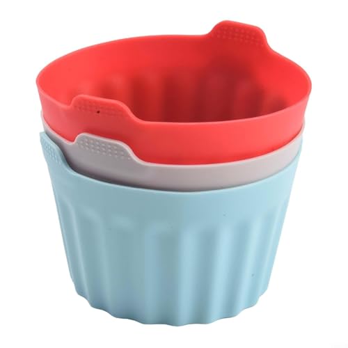 Air Fryer Egg Moulds Silicone Baking Cups for Pochated Eggs Cupcakes Pancakes Ramekins Reusable Kitchen Accessories(3pcs red) von YJDOORPLAY