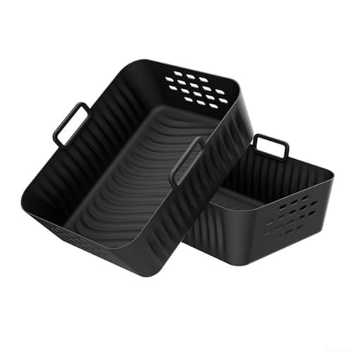 Air Fryer Silikon-Backmatte, rechteckig, perforiert, kompatibel mit SL400UK SL401 Modellen, Küche, Kochgeschirr, schwarz, 21 x 16 x 7,5 cm (rechteckig – schwarz) von YJDOORPLAY