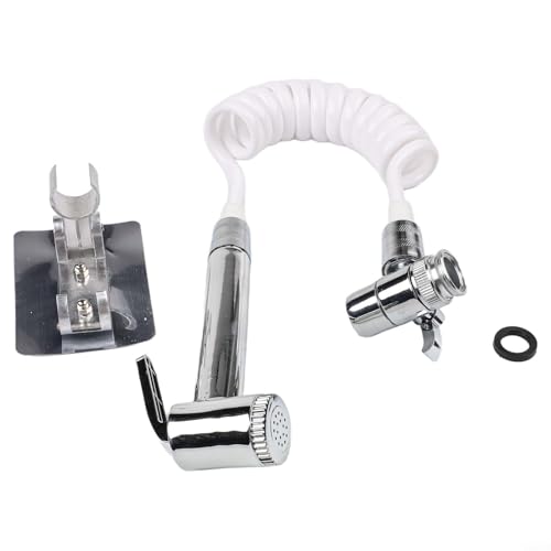 Badezimmer-Waschbecken-Wasserhahn-Sprüh-Set mit flexiblem Schlauch und Wandhalterung für Handwaschbecken, Haare, Babyparty, Bidet, Reinigung, ältere Menschen, Silber, ABS von YJDOORPLAY