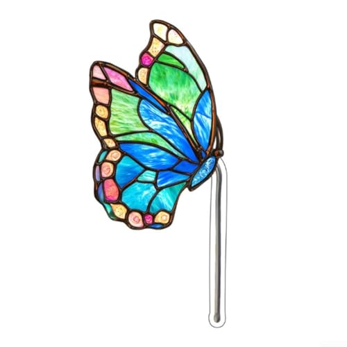 Dekorativer Acryl-Vogel-Gartenstecker Schmetterling Topf Dekoration Outdoor skurrile Pflanzenstecker Ornament Blumenbeet Kunst Garten Bordüre Dekor (C) von YJDOORPLAY