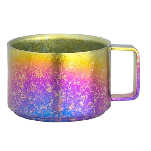 Doppelschichtige Ti-Legierung Kaffeetasse Teetasse 90 ml Milch Getränk Tasse Outdoor Camping Tragbar Leicht Isoliert Doppelwand (bunt) von YJDOORPLAY