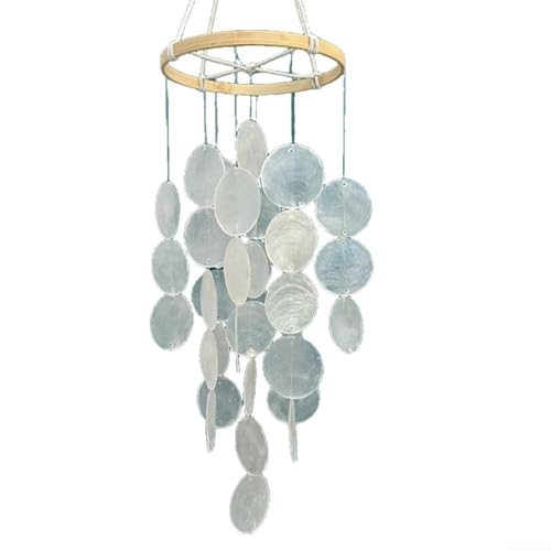 Einzigartiges, handgefertigtes Muschel-Windspiel mit sanften Melodien zur Verbesserung der Entspannung in Gärten, Terrassen und Innenbereichen (weiß) von YJDOORPLAY