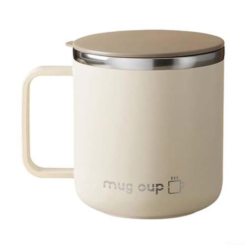 Isolierter Edelstahl-Kaffeebecher, 33 ml, 142 ml, bequemer Griff und Deckel für Komfort (weiß) von YJDOORPLAY