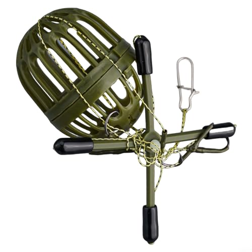 Karpfenangeln Feeder Set mit Köderkäfighalter Haken Rig Terminal Tackle ABS Material Angeln Zubehör für Meer Grobfischen Bottom Feeder Grün 10# Haken von YJDOORPLAY