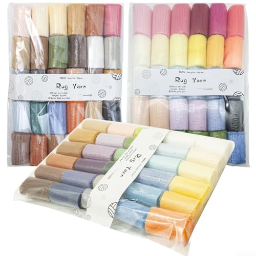 Knüpfhaken-Set, 30 Farben, vorgeschnittenes Wollgarn-Set für DIY Tapisserie, Teppich, Basteln, Heimdekor-Projekte, handgefertigte Knotenteppichherstellung (Nr. 2) von YJDOORPLAY
