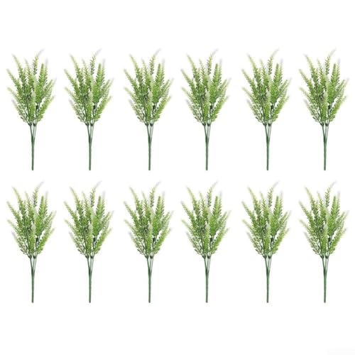 Künstliche Lavendelblumen, Set mit 12 Kunststoff-Blumenstielen für den Außenbereich, Garten, Terrasse, Innenbereich, Heimdekoration, mehrfarbig erhältlich (weiß) von YJDOORPLAY