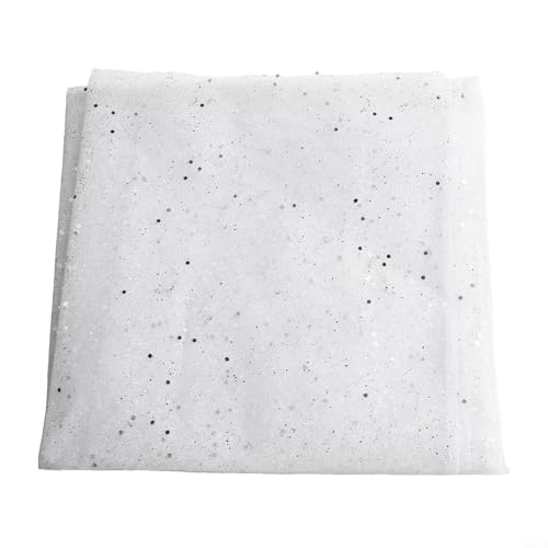 Leichter transparenter Glitzer-Tüll für Mode-Accessoires und für DIY-Projekte (silberweiß) von YJDOORPLAY