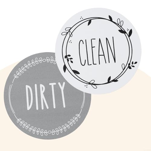 Magnetischer Kühlschrankmagnet "Clean Dirty", rund, passend für alle nicht-metallischen Geschirrspüler, PVC-umwickeltes und biegbares Design (grau + weiß) von YJDOORPLAY