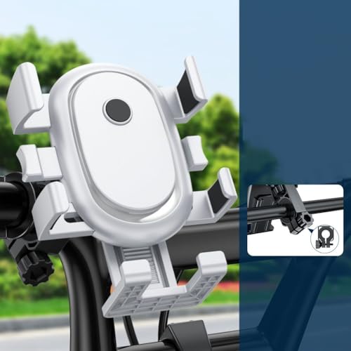 Motorrad Handyhalterung Ständer für Fahrräder ABS Design für optimale Gerätesicherheit (Lenker weiß) von YJDOORPLAY