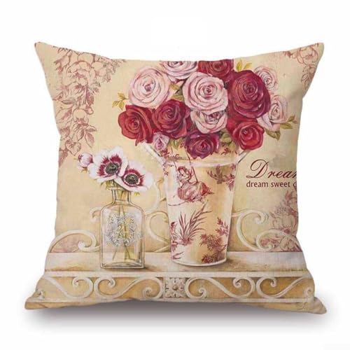 Nordic Flowers Design Cotton Linen Case for Sofa Cover and Living Space (1) von YJDOORPLAY