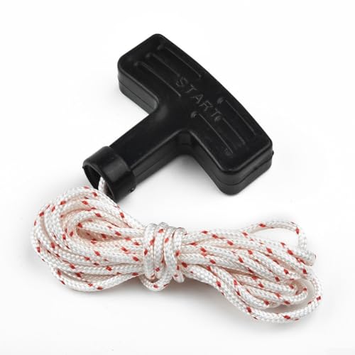 Nylon-Zugstarterseil mit Griff für Rasenmäher, Kettensäge, Elektrowerkzeuge, Gartengeräte, 2,5 m Länge, 3 mm Durchmesser, weiß-roter Topf Nylon-Zugstarterseil mit Griff für Rasenmäher, Kettensäge, Elektrowerkzeuge, Gartengeräte, 2,5 m Länge, 3 mm Durchmesser, weiß-roter Topf von YJDOORPLAY