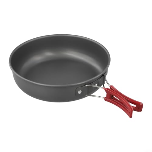 Outdoor Camping Bratpfanne mit faltbarem Griff Antihaft-Kochgeschirr aus Aluminium für Wandern Reisen Picknick mit Netztasche 1,7 l Kapazität von YJDOORPLAY