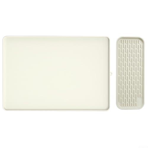 Rutschfeste Silikon-Untersetzer, Abtropfmatte, Abtropfmatte, Topflappen, hitzebeständige Pad, Löffelablage, Untersetzer, Tischmatte, Platzset, 46,5 x 32,5 x 1 cm (weiß) von YJDOORPLAY