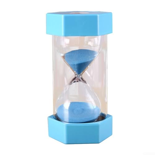 Sanduhr, 5 Minuten, Kunststoff, sechseckiger Sockel, dekorative Uhr für Kinder, Zuhause, Büro, Klassenzimmer, Lernspiele, Entspannung (blau 5 Minuten) von YJDOORPLAY