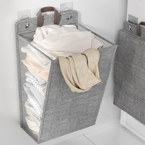Saving Solution Wäschekorb zur Wandmontage, faltbar, für Ihre Bedürfnisse zu Hause, Grau, 58 x 41 x 15 cm von YJDOORPLAY