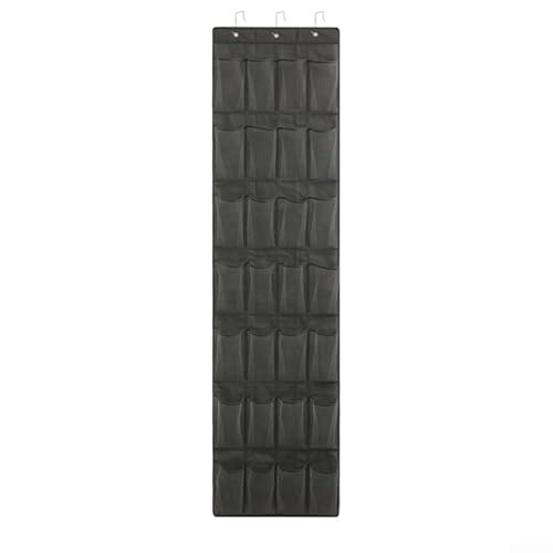 Schuhregal für die Tür, mit 28 Taschen, hängende Aufbewahrungstasche für Schrank-Organisation, platzsparender Halter mit Metallhaken für Schuhe, Hausschuhe, Zubehör (28 Taschen, grau) von YJDOORPLAY