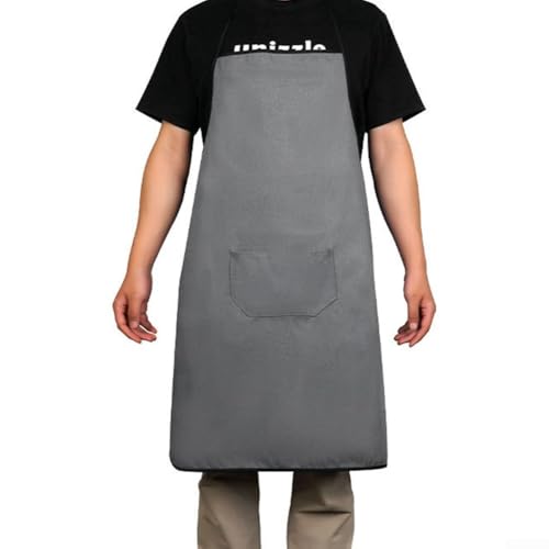 Schweißschürze, feuerfest, hitzebeständig, Schutzausrüstung mit Tasche, schwer entflammbares Polyester, Sicherheits-Arbeitskleidung für Metallbearbeitung, CNC-Fertigung, Löten (grau) von YJDOORPLAY