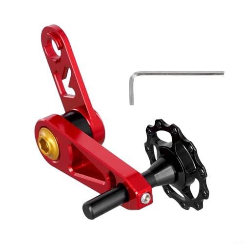 Single Speed Kettenspanner für Fahrräder mit Aluminiumlegierung und Edelstahl-Konstruktion, mit präziser Federverstellung (rot) von YJDOORPLAY